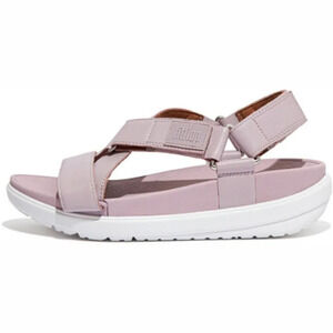 FitFlop Loosh Cross-Strap Leather Sandals Sz 8 Pink
